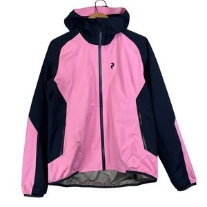 Peak Performance Pac Gore Tex Women's Pink Navy Hooded Jacket Size L